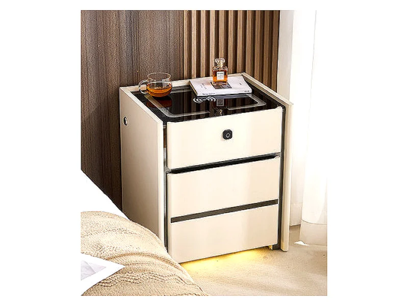 50cm Oak-Look Smart Nightstand with Wireless Charging