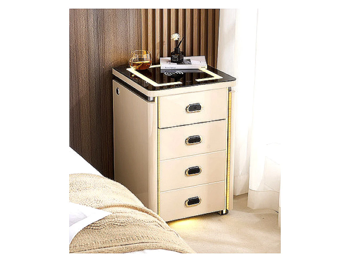 40cm Solid Wood Smart Nightstand with Four Drawers