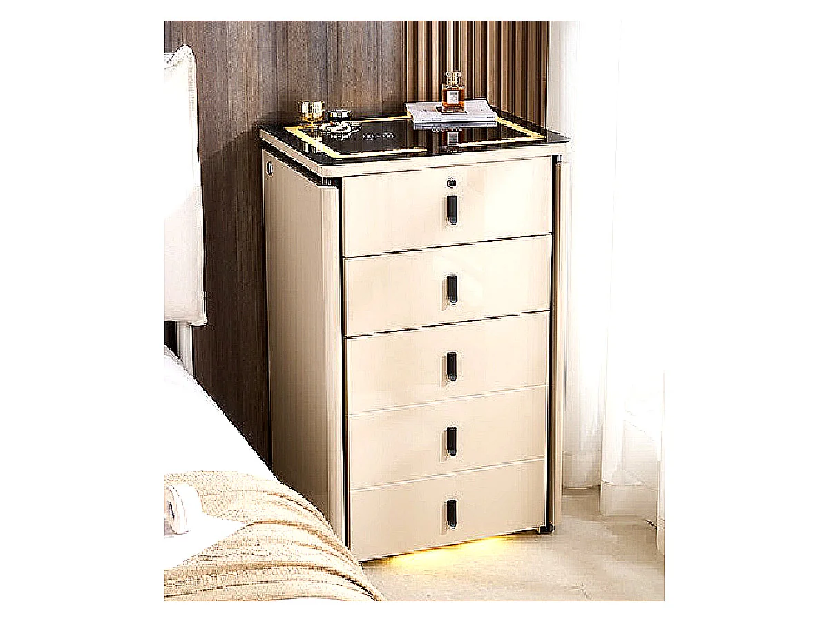 60cm Smart Nightstand Storage Cabinet with Safe Box