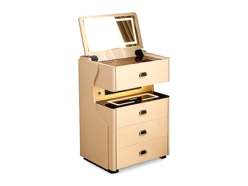 45.5cm Open-Shelf Smart Nightstand Cabinet with Dual Wireless Charging