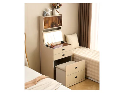 60cm Smart Nightstand Vanity Cabinet with Shelf and Lighted Mirror