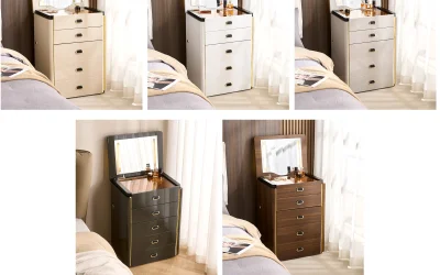 Mueble mesita tocador inteligente de 60 cm con espejo iluminado y caja segura