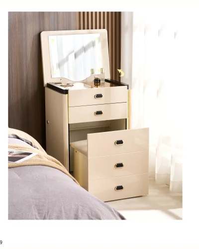 Mueble mesita tocador inteligente de 60 cm con espejo iluminado y caja segura