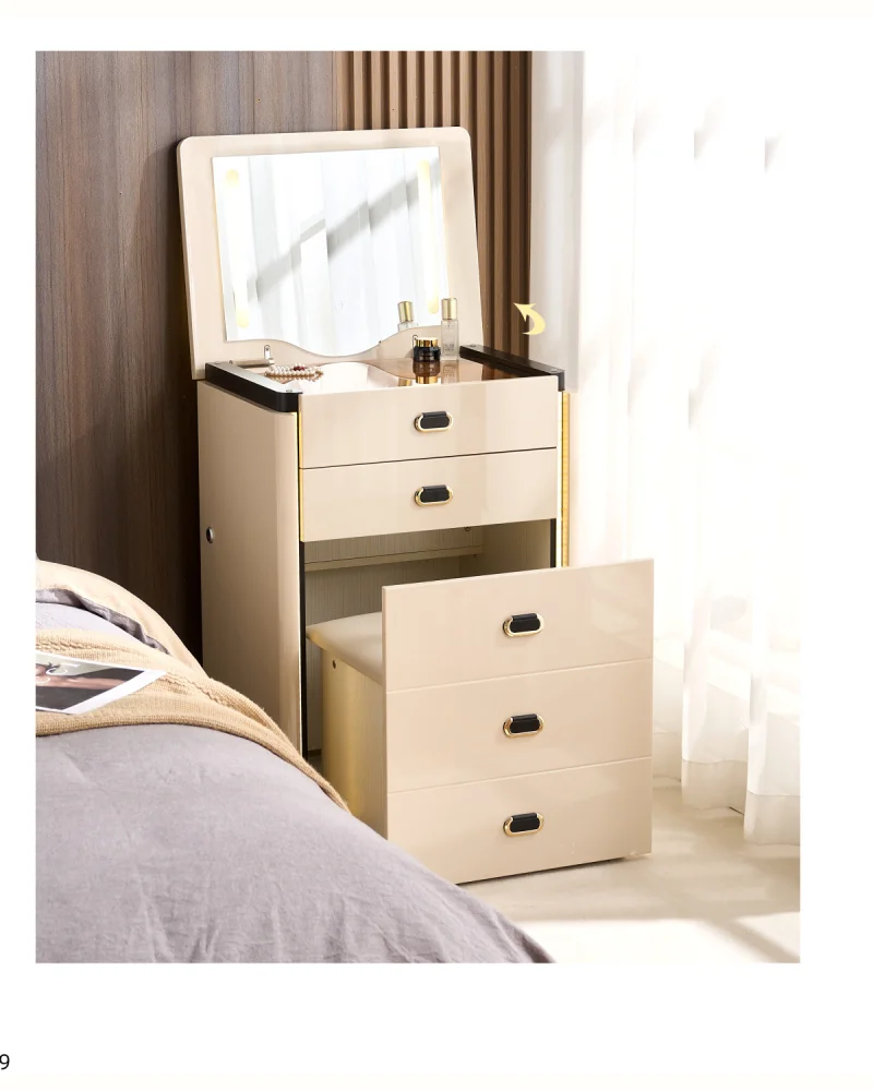 Mueble tocador inteligente de 60 cm con espejo iluminado y caja segura