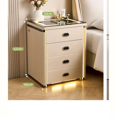 Mesita inteligente de 50 cm con luces LED laterales y almacenamiento seguro