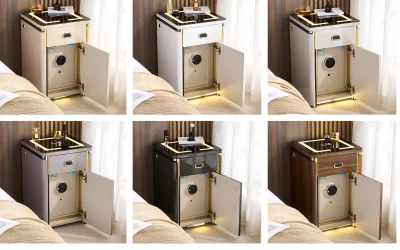 Mesita inteligente compacta de 40 cm con LED y caja fuerte