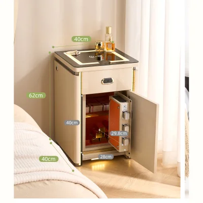 Mesita inteligente compacta de 40 cm con LED y caja fuerte