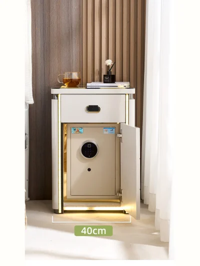 Mesita inteligente compacta de 40 cm con LED y caja fuerte