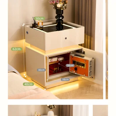 Mesita inteligente efecto suspendido de 50 cm con LED y almacenamiento seguro