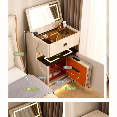 Mueble mesita tocador de 45,5 cm con espejo iluminado y estante abierto