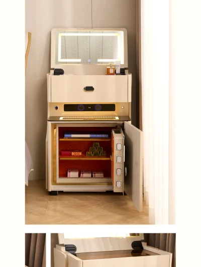 Mueble mesita tocador de 45,5 cm con espejo iluminado y estante abierto