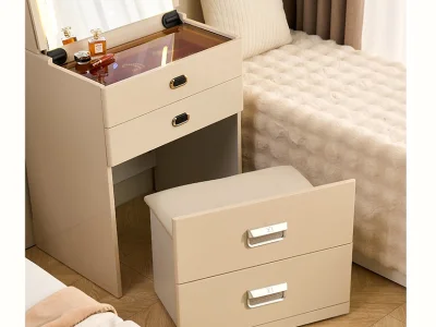 Mueble mesita tocador inteligente de 60 cm con espejo iluminado, estante y caja fuerte
