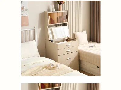 Mueble mesita tocador inteligente de 60 cm con espejo iluminado, estante y caja fuerte