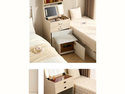 Mueble mesita tocador inteligente de 60 cm con espejo iluminado, estante y caja fuerte