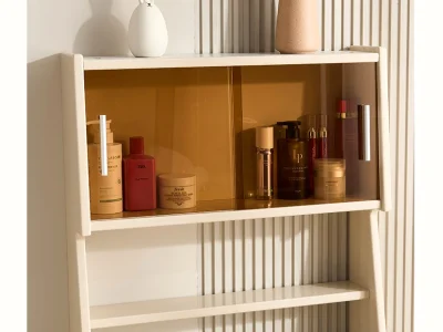 Mueble mesita tocador inteligente de 60 cm con espejo iluminado, estante y caja fuerte