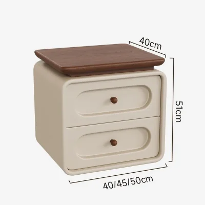 Rounded Upholstered Nightstand with Woodgrain Top W60 product view