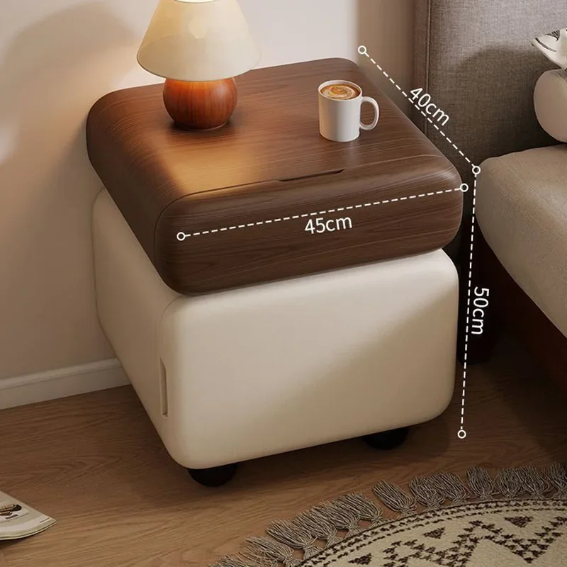 Rounded Cube Upholstered Nightstand P019