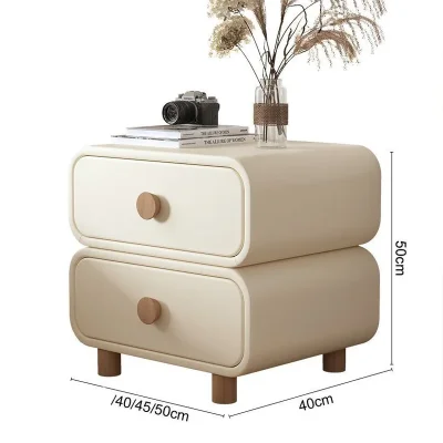 Rounded Two-Drawer Upholstered Nightstand 02 product view