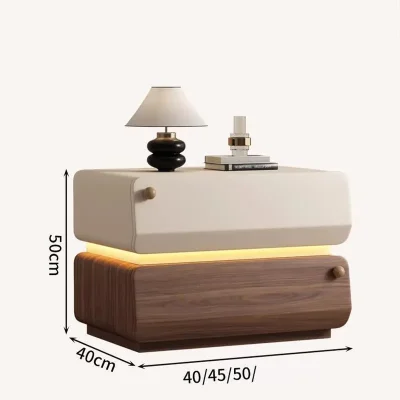 Mesita de dos cajones con detalle LED 8017 product view