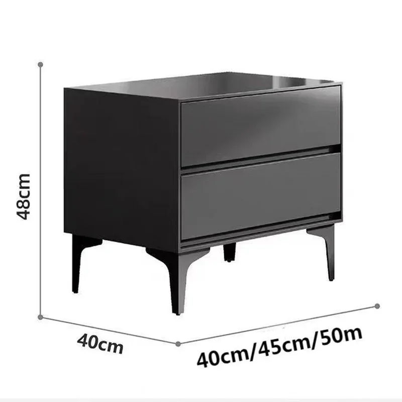 Black Modern Nightstand with Metal Legs 8111