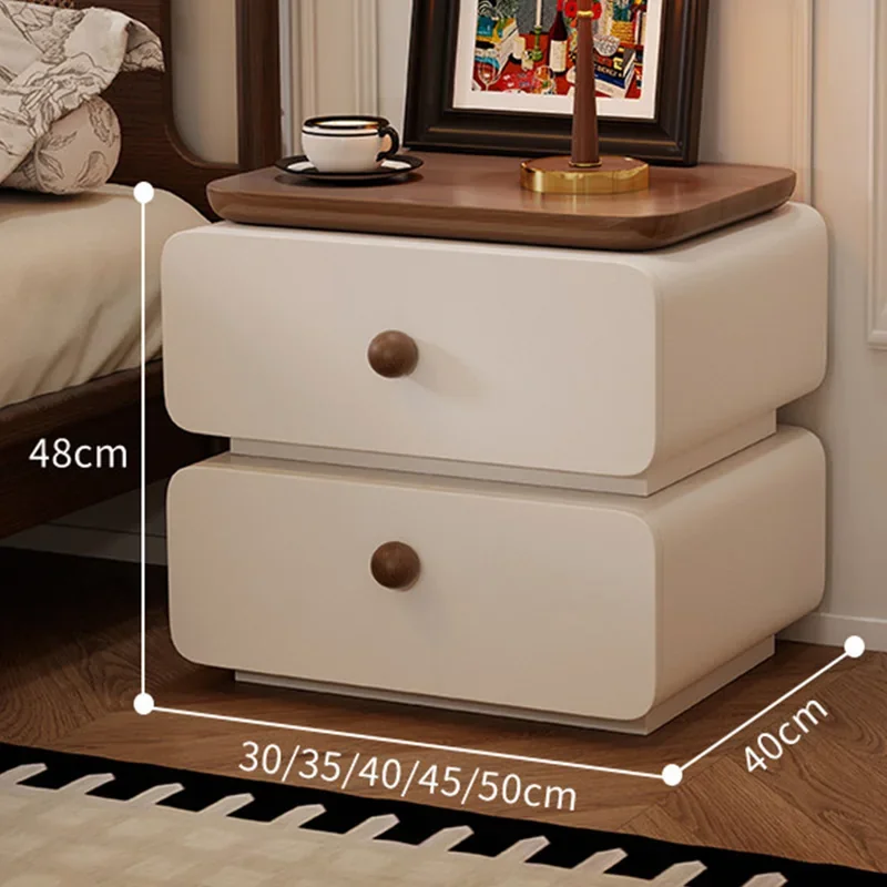 Wood-Top Rounded Upholstered Nightstand A31