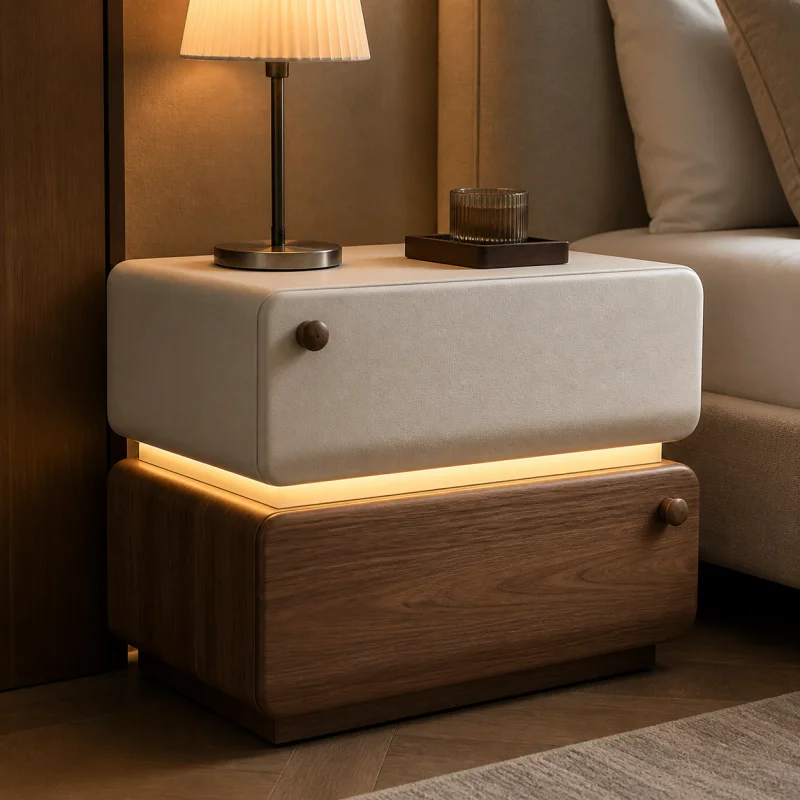 Mesita de dos cajones con LED 8017: producto recomendado para hoteles y retail