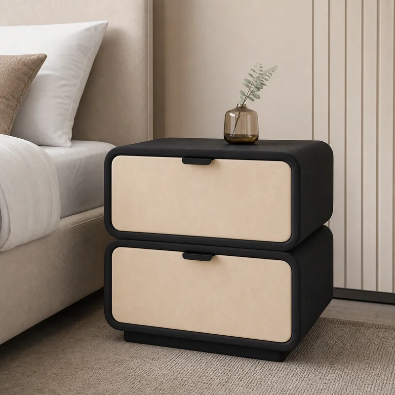 Mesita tapizada bicolor 8112: producto recomendado para programas B2B de dormitorio