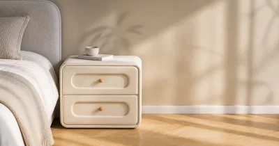 Rounded Upholstered Nightstand YLS: Product Pick for Soft Bedroom Collections